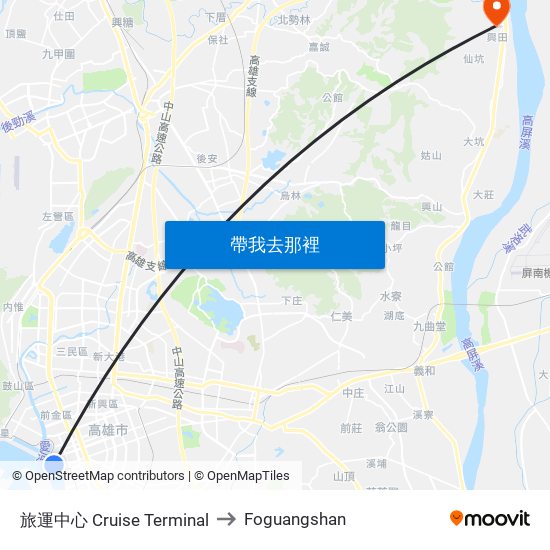 旅運中心 Cruise Terminal to Foguangshan map