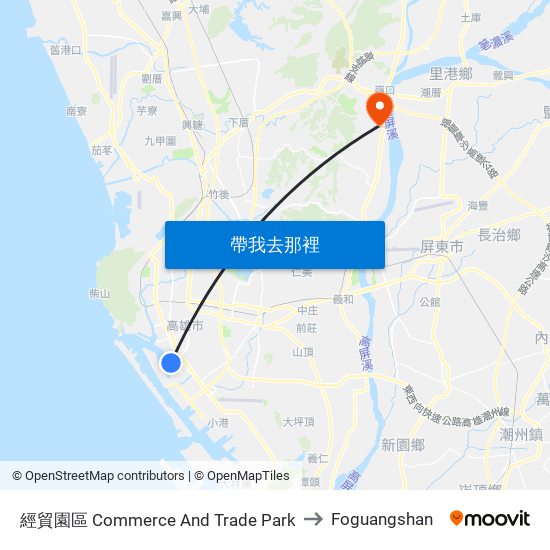 經貿園區 Commerce And Trade Park to Foguangshan map