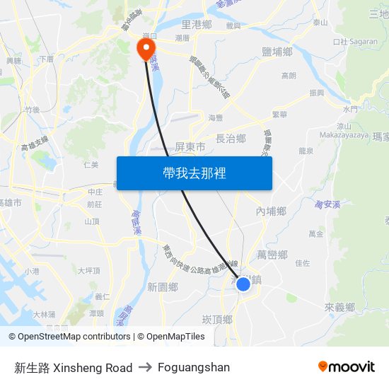 新生路 Xinsheng Road to Foguangshan map