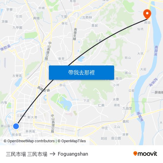 三民市場 三民市場 to Foguangshan map