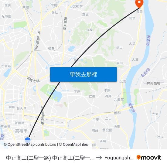 中正高工(二聖一路) 中正高工(二聖一路) to Foguangshan map