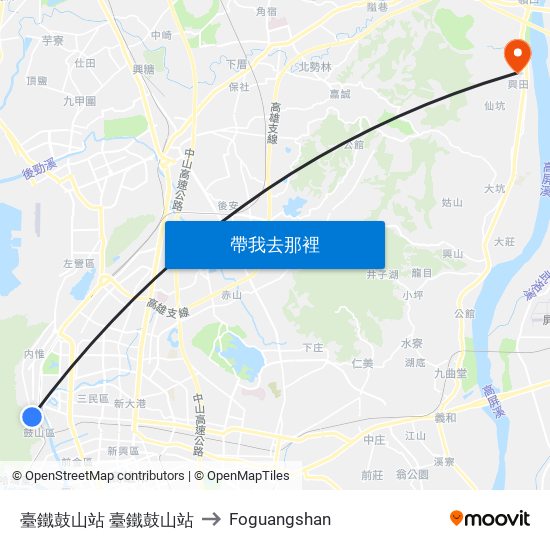 臺鐵鼓山站 臺鐵鼓山站 to Foguangshan map