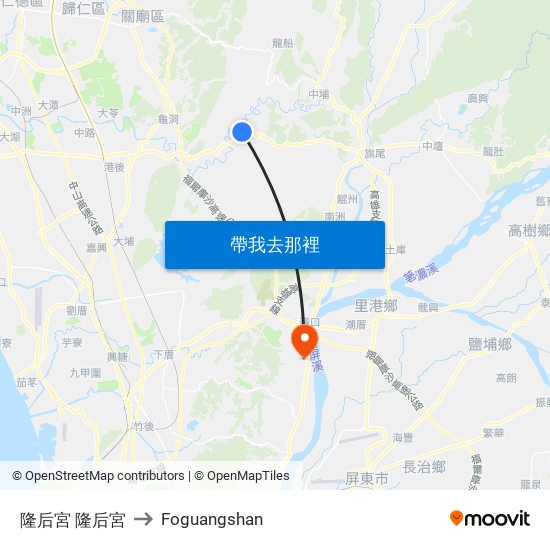 隆后宮 隆后宮 to Foguangshan map