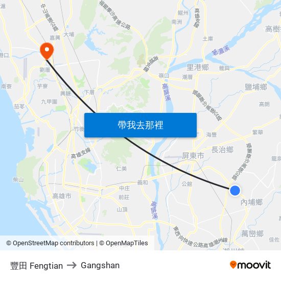豐田 Fengtian to Gangshan map