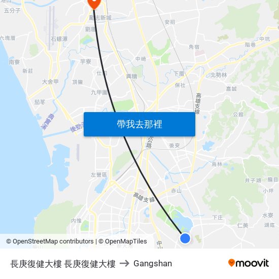 長庚復健大樓 長庚復健大樓 to Gangshan map