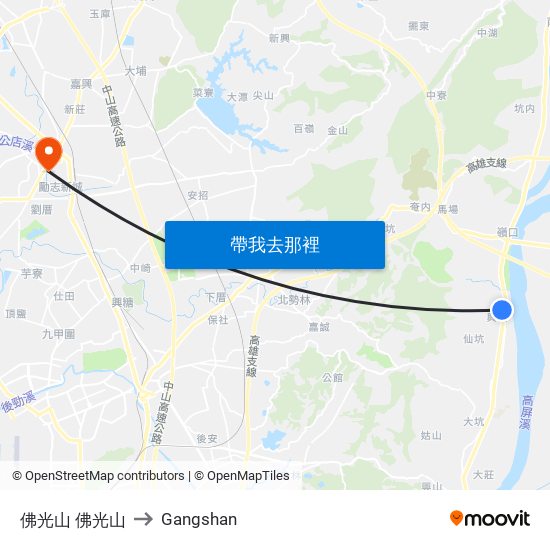 佛光山 佛光山 to Gangshan map