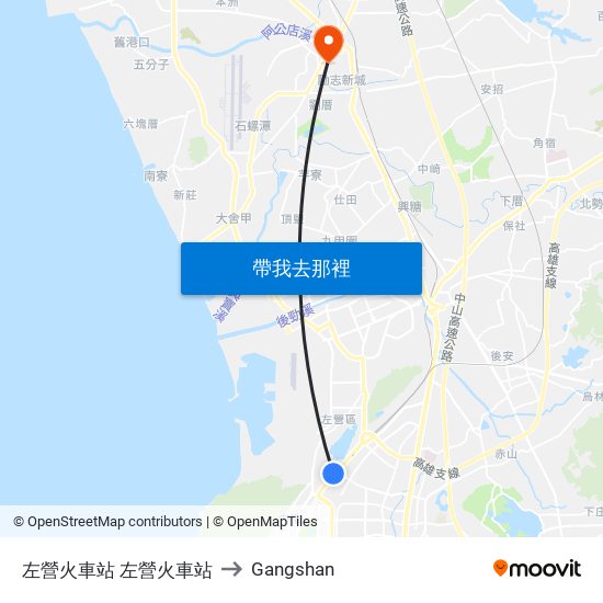 左營火車站 左營火車站 to Gangshan map