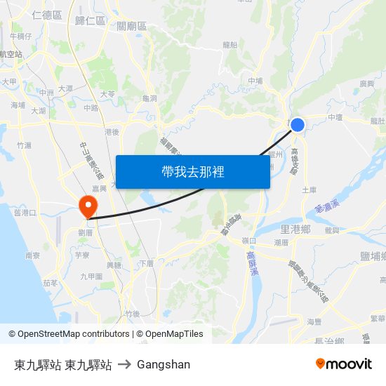 東九驛站 東九驛站 to Gangshan map