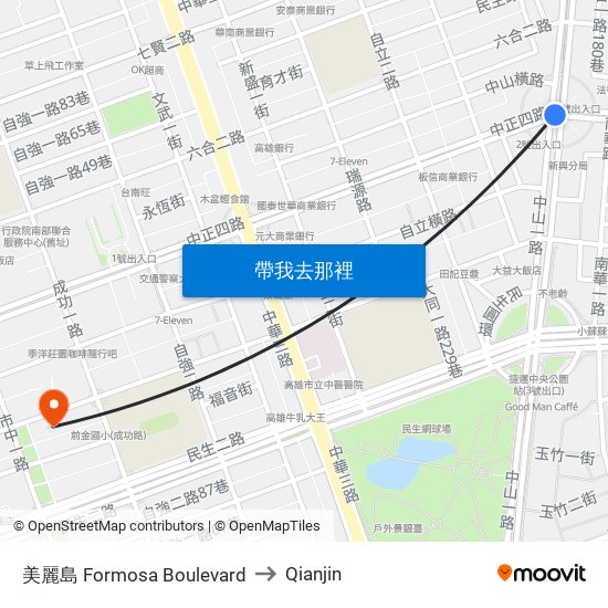 美麗島 Formosa Boulevard to Qianjin map