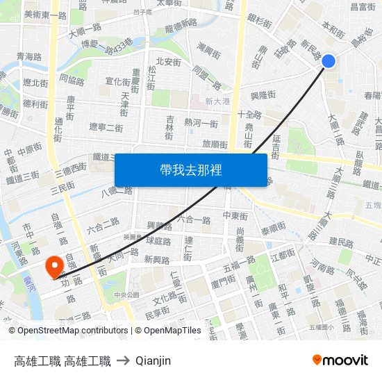 高雄工職 高雄工職 to Qianjin map
