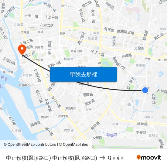 中正預校(鳳頂路口) 中正預校(鳳頂路口) to Qianjin map