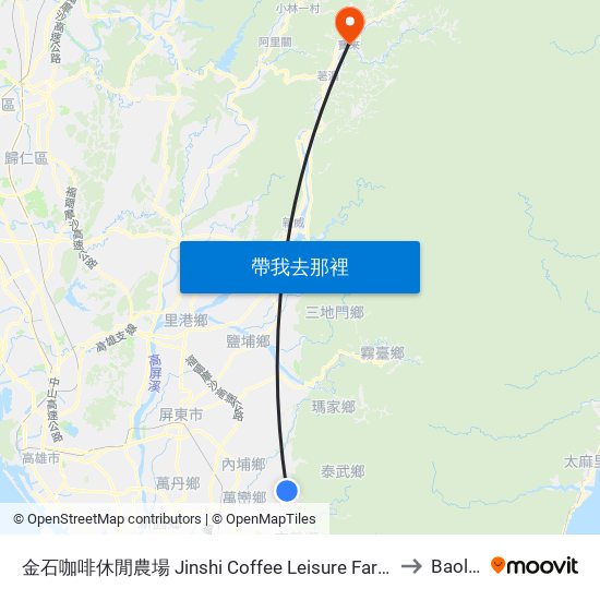 金石咖啡休閒農場 Jinshi Coffee Leisure Farm to Baolai map