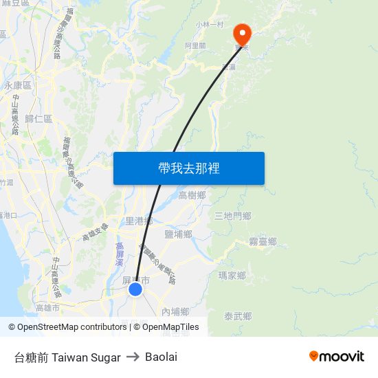 台糖前 Taiwan Sugar to Baolai map