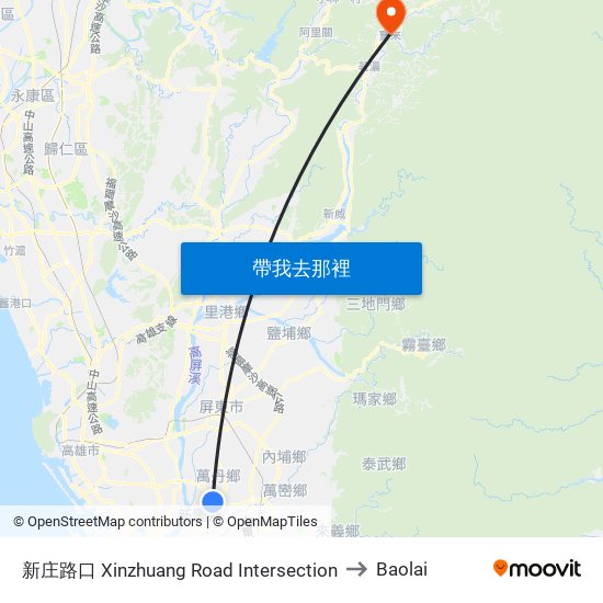 新庄路口 Xinzhuang Road Intersection to Baolai map