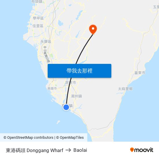 東港碼頭 Donggang Wharf to Baolai map