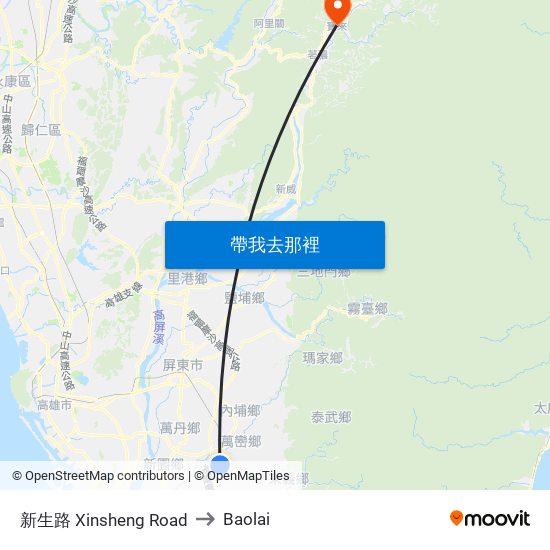 新生路 Xinsheng Road to Baolai map