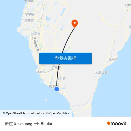 新庄 Xinzhuang to Baolai map