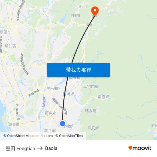 豐田 Fengtian to Baolai map