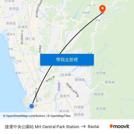 捷運中央公園站 Mrt Central Park Station to Baolai map