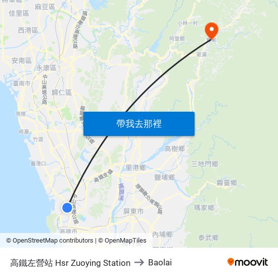 高鐵左營站 Hsr Zuoying Station to Baolai map