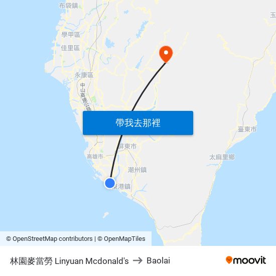 林園麥當勞 Linyuan Mcdonald's to Baolai map