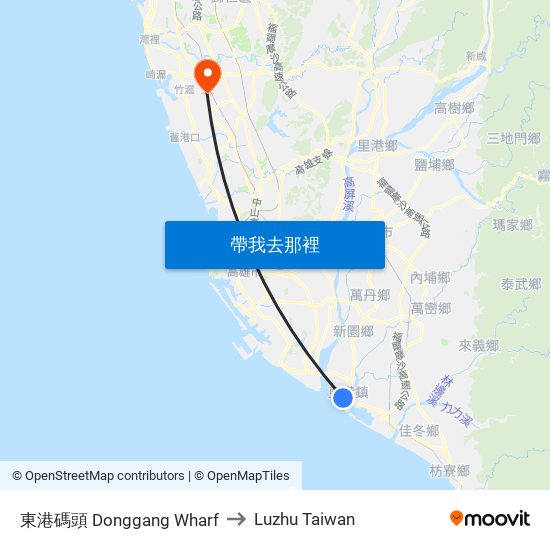 東港碼頭 Donggang Wharf to Luzhu Taiwan map