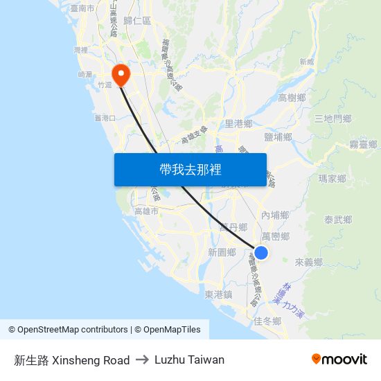 新生路 Xinsheng Road to Luzhu Taiwan map