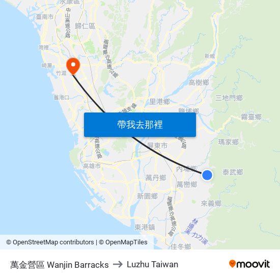 萬金營區 Wanjin Barracks to Luzhu Taiwan map