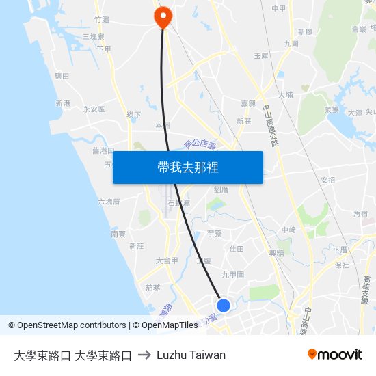 大學東路口 大學東路口 to Luzhu Taiwan map