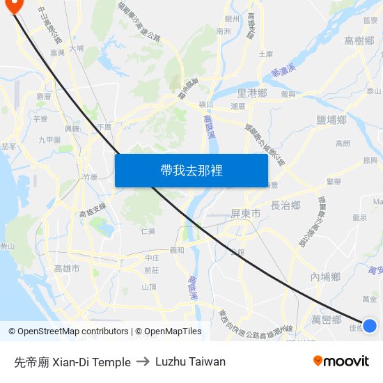 先帝廟 Xian-Di Temple to Luzhu Taiwan map