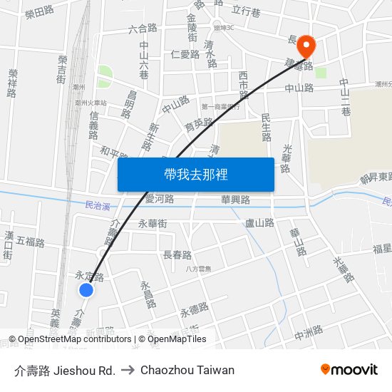 介壽路 Jieshou Rd. to Chaozhou Taiwan map