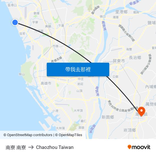 南寮 南寮 to Chaozhou Taiwan map
