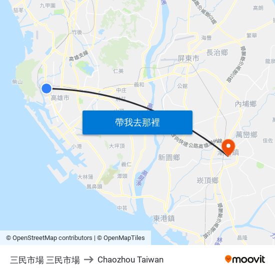 三民市場 三民市場 to Chaozhou Taiwan map