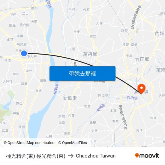 極光精舍(東) 極光精舍(東) to Chaozhou Taiwan map