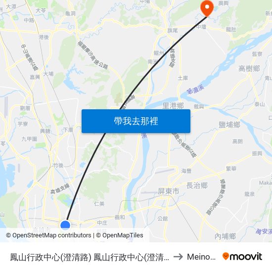 鳳山行政中心(澄清路) 鳳山行政中心(澄清路) to Meinong map