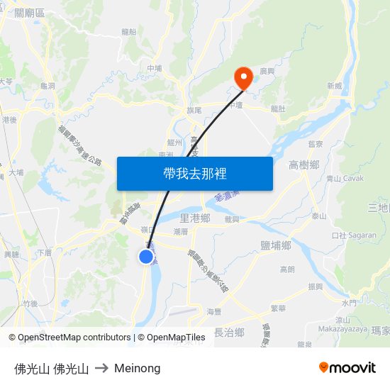 佛光山 佛光山 to Meinong map