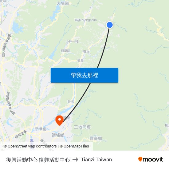 復興活動中心 復興活動中心 to Tianzi Taiwan map