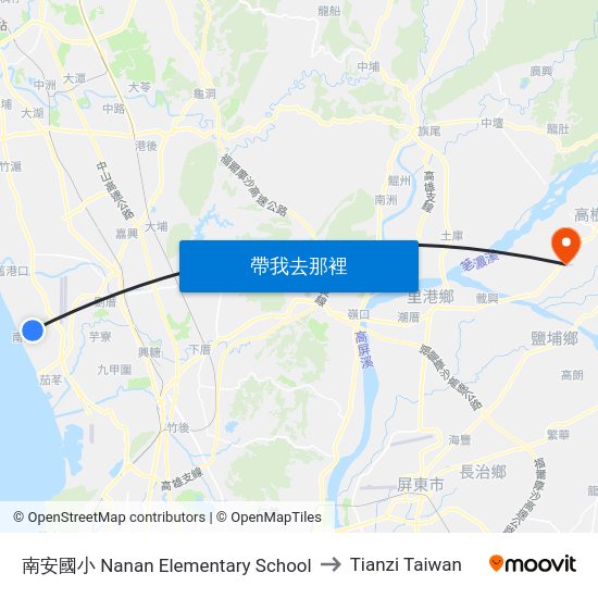 南安國小 南安國小 to Tianzi Taiwan map