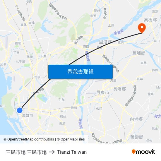 三民市場 三民市場 to Tianzi Taiwan map