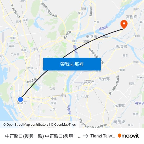 中正路口(復興一路) 中正路口(復興一路) to Tianzi Taiwan map