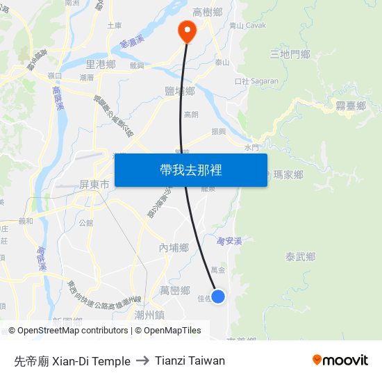 先帝廟 Xian-Di Temple to Tianzi Taiwan map