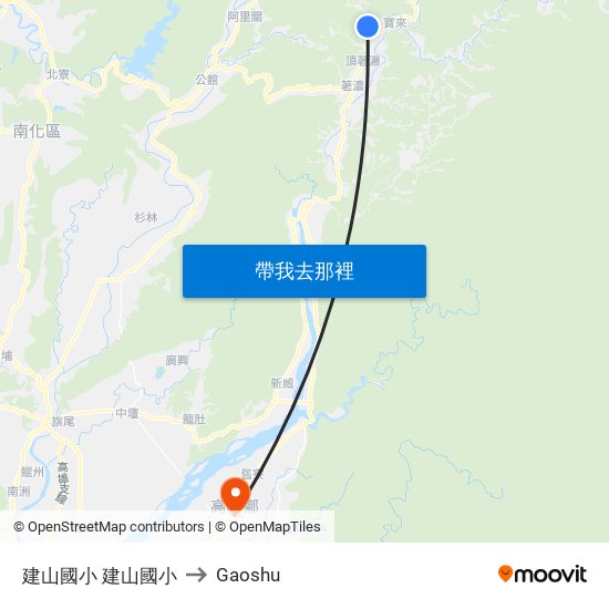 建山國小 建山國小 to Gaoshu map