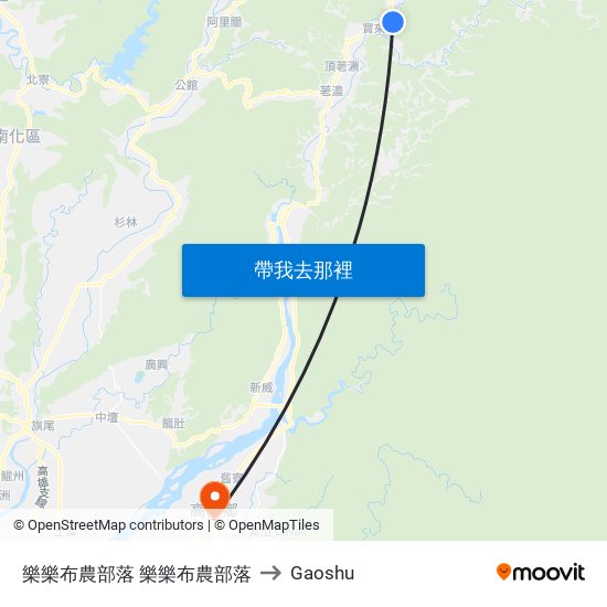 樂樂布農部落 樂樂布農部落 to Gaoshu map