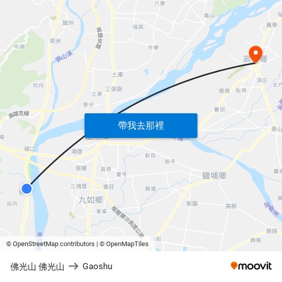 佛光山 佛光山 to Gaoshu map