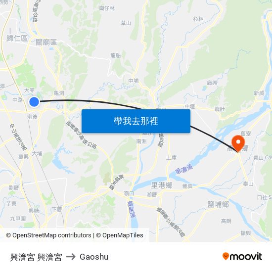 興濟宮 興濟宮 to Gaoshu map