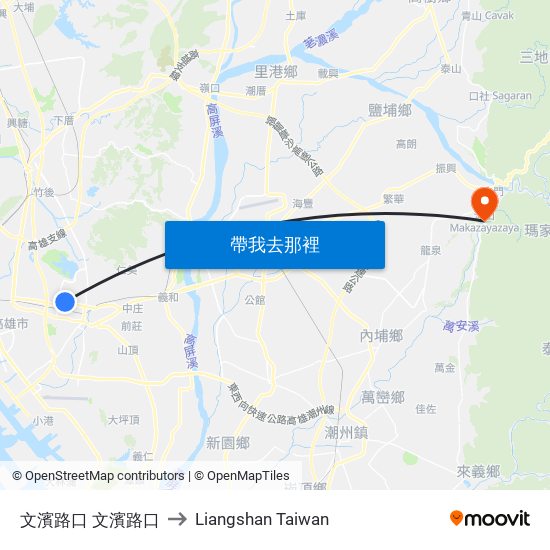 文濱路口 文濱路口 to Liangshan Taiwan map