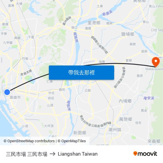 三民市場 三民市場 to Liangshan Taiwan map