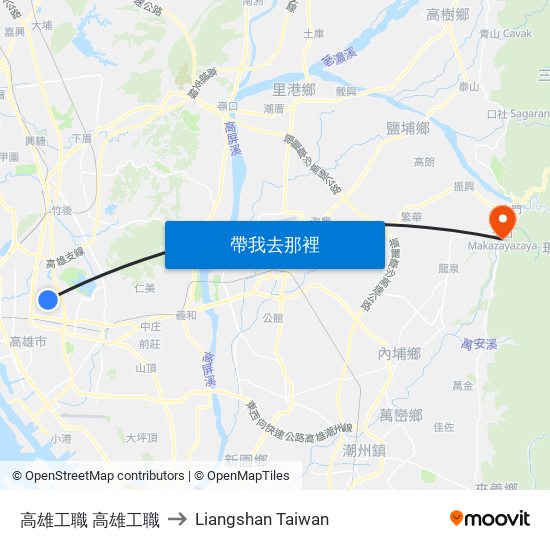 高雄工職 高雄工職 to Liangshan Taiwan map