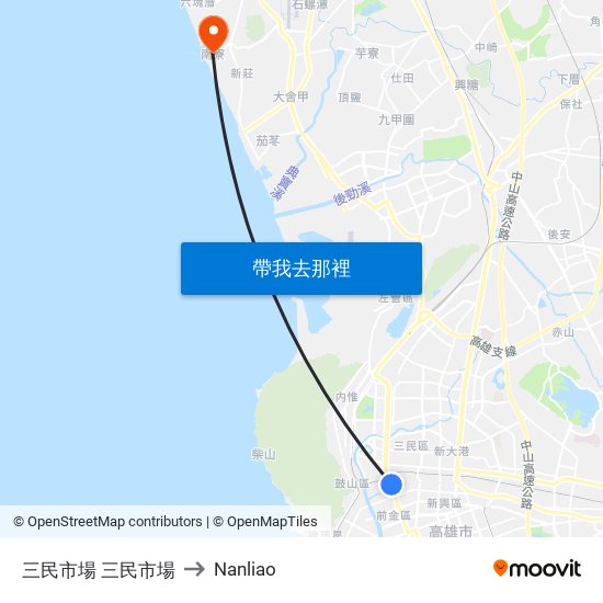 三民市場 三民市場 to Nanliao map