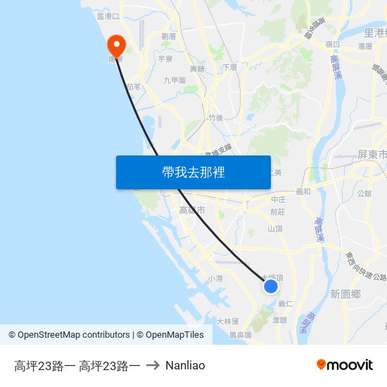 高坪23路一 高坪23路一 to Nanliao map